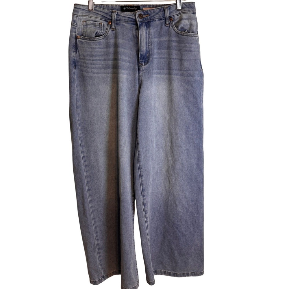 BCBGeneration Wide Leg Jeans High Rise 9/29 Light Wash Blue Women Denim Boho